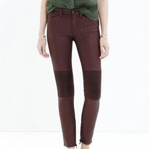 Madewell Burgundy Skinny moto biker jeans size 25